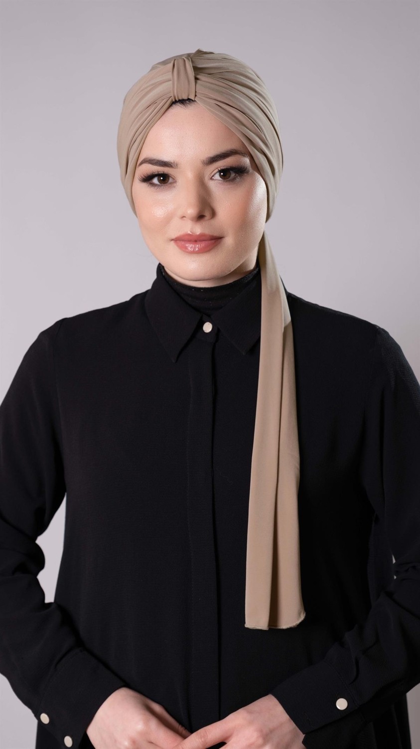 Hürrem Bone Antrasit Pratik Hazır Geçmeli Tesettür Bone Sandy Kumaş Atkılı 2204_25 görsel 5
