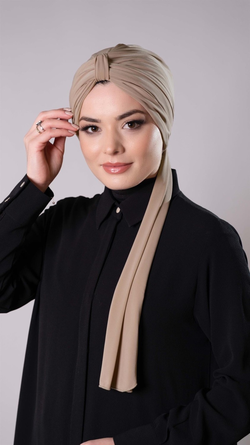 Hürrem Bone Antrasit Pratik Hazır Geçmeli Tesettür Bone Sandy Kumaş Atkılı 2204_25 görsel 6