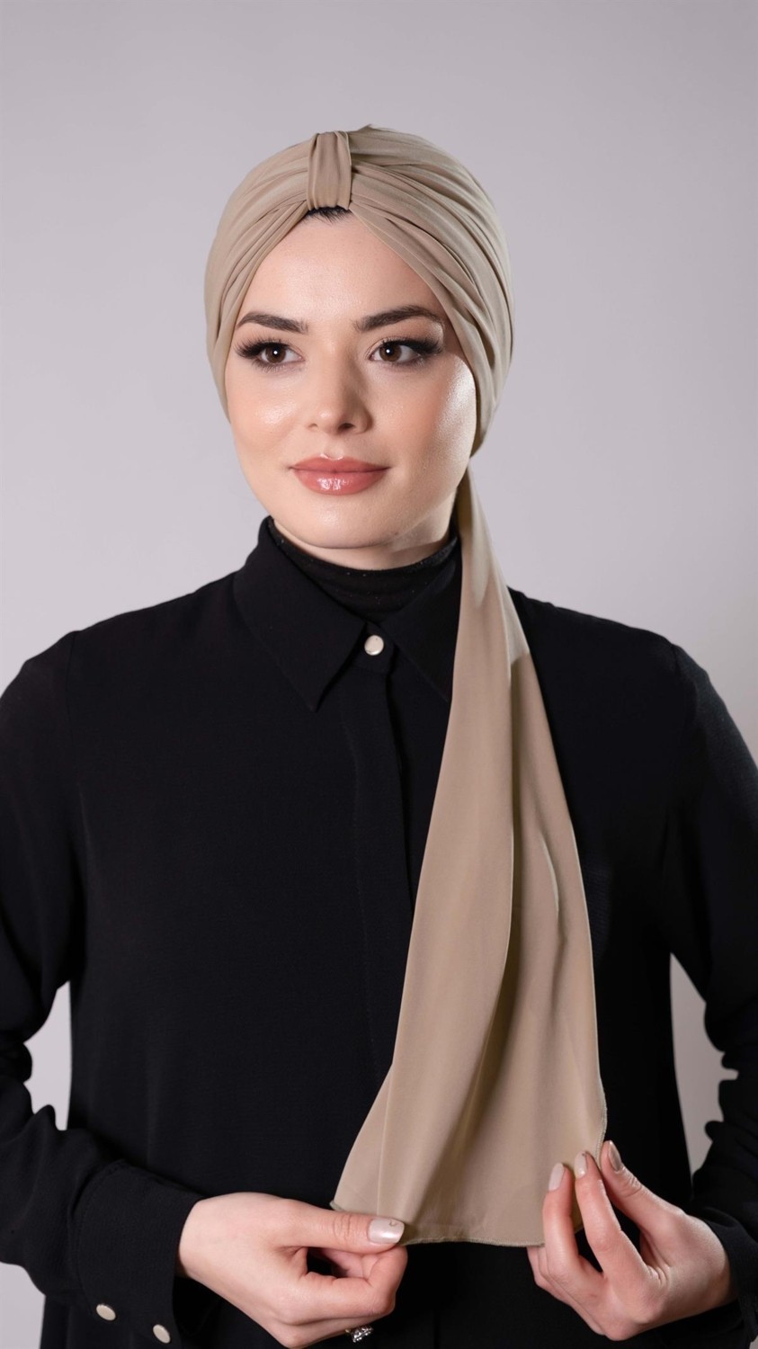 Hürrem Bone Antrasit Pratik Hazır Geçmeli Tesettür Bone Sandy Kumaş Atkılı 2204_25 görsel 7