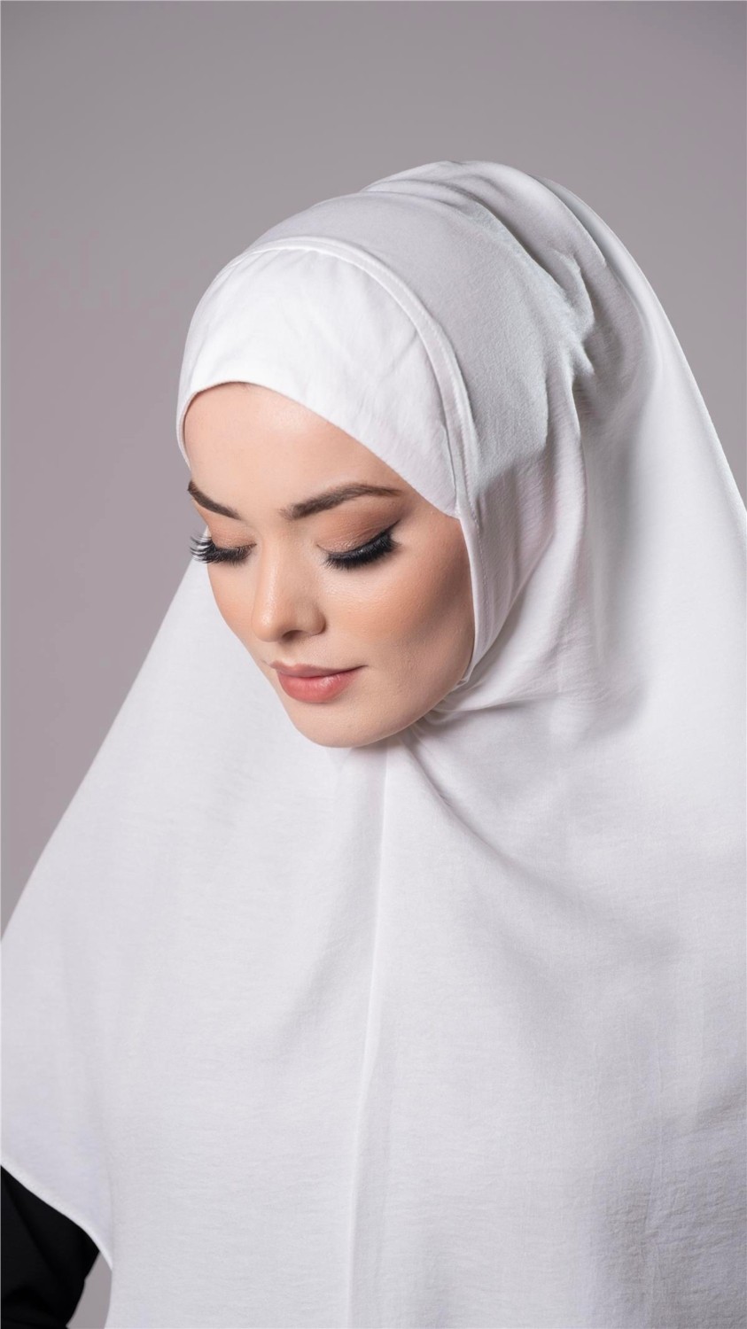 Hürrem Bone Taba Pratik Hazır Geçmeli Tesettür Eşarp Pamuk Caz Kumaş Düz Hijab 2306_33 görsel 6