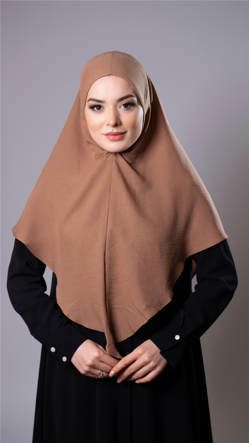 Hürrem Bone Taba Pratik Hazır Geçmeli Tesettür Eşarp Pamuk Caz Kumaş Düz Hijab 2306_33