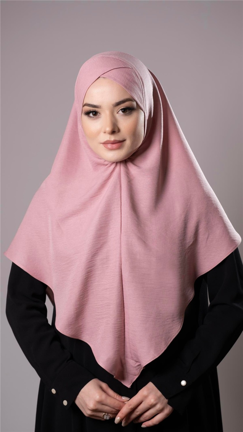 Hürrem Bone Bej Pratik Hazır Geçmeli Tesettür Eşarp Pamuk Caz Kumaş Tek Katlı Çapraz Hijab 2305_12