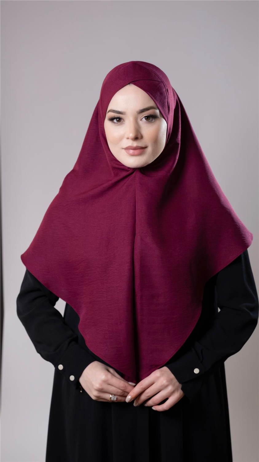 Hürrem Bone Bej Pratik Hazır Geçmeli Tesettür Eşarp Pamuk Caz Kumaş Tek Katlı Çapraz Hijab 2305_12