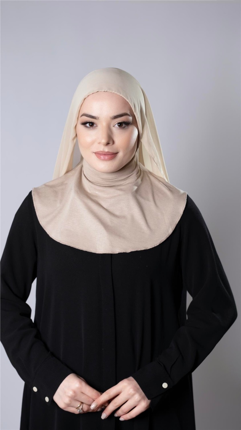 Hürrem Bone Lacivert Pratik Hazır Geçmeli Şal Şifon Kumaş Bone 3009_02 görsel 6