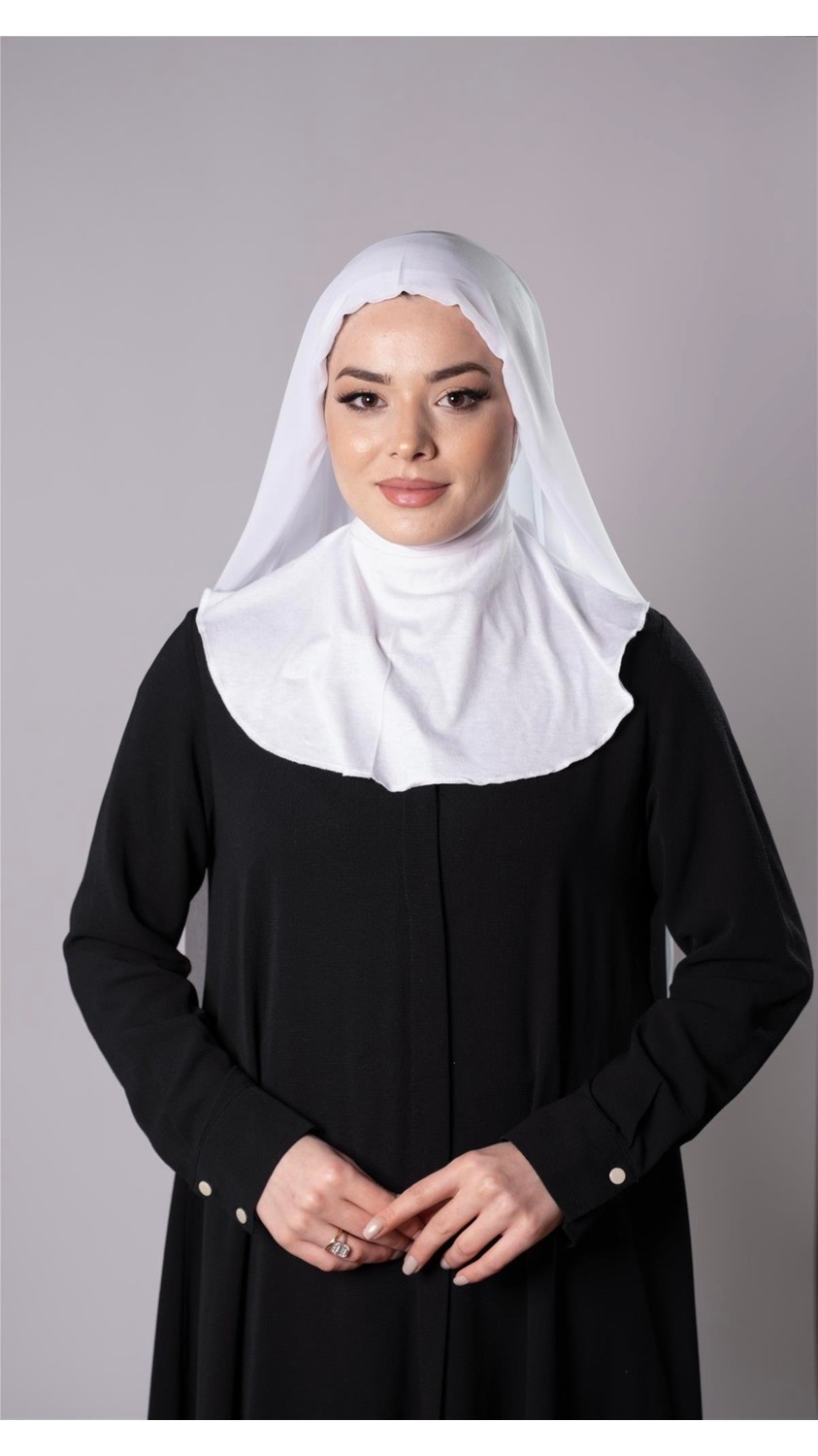 Hürrem Bone Lacivert Pratik Hazır Geçmeli Şal Şifon Kumaş Bone 3009_02 görsel 2