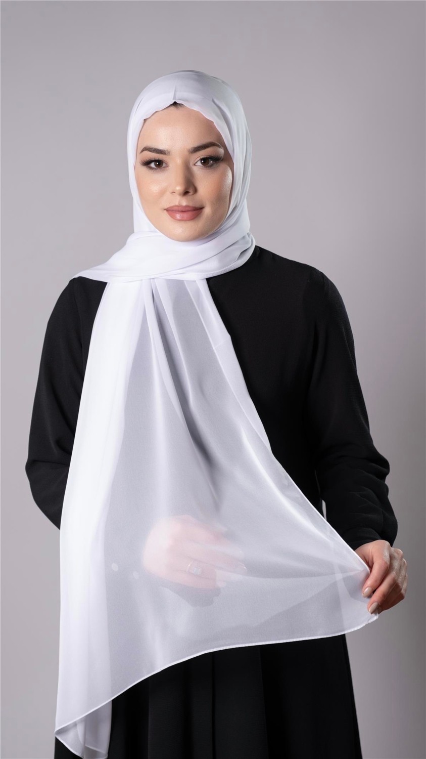 Hürrem Bone Lacivert Pratik Hazır Geçmeli Şal Şifon Kumaş Bone 3009_02 görsel 4