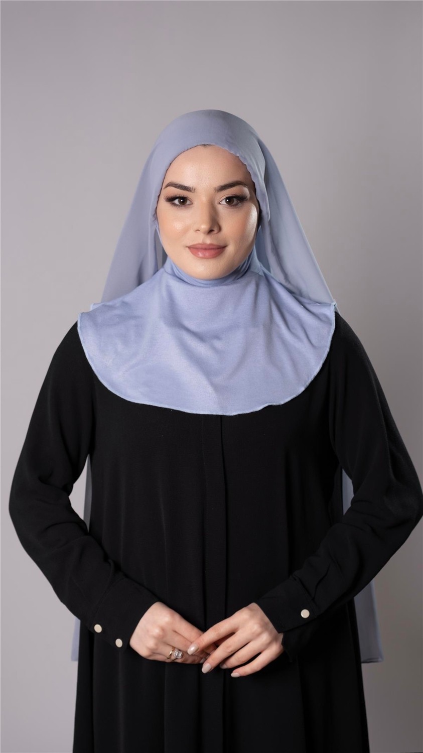 Hürrem Bone Lacivert Pratik Hazır Geçmeli Şal Şifon Kumaş Bone 3009_02