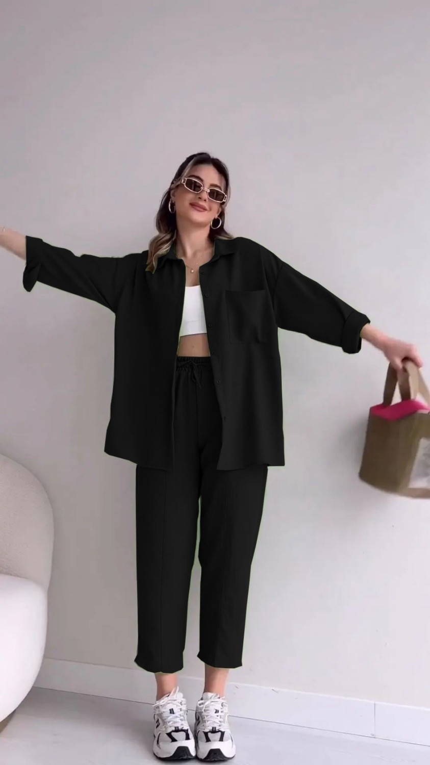 Barbora Keten Günlük İkili Takım Elbise Pantolon Gömlek görsel 2