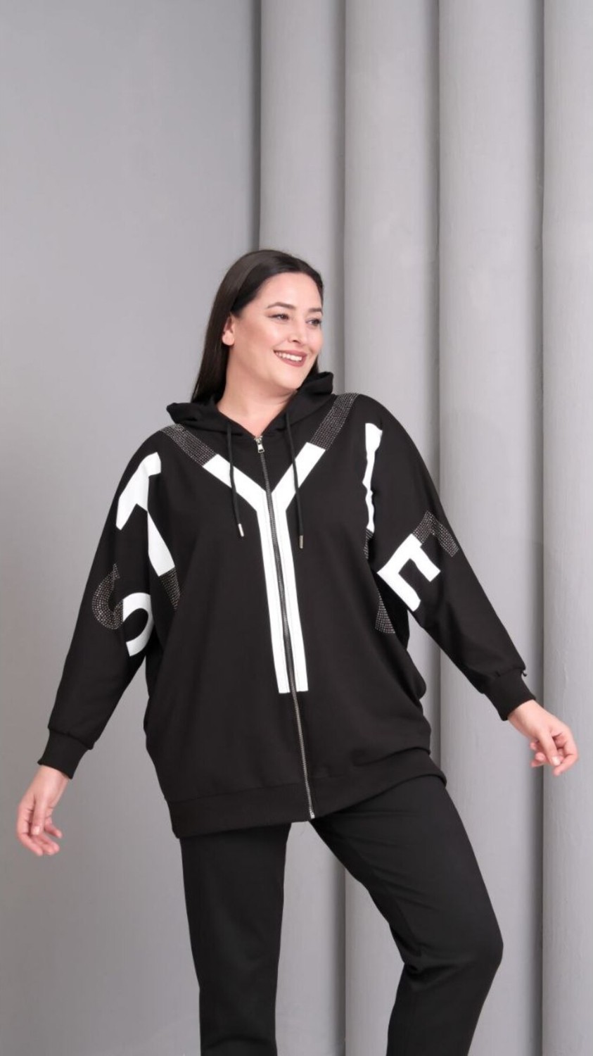 Esina Kadın Iki Iplik Sweatshirt Önü Fermuarlı