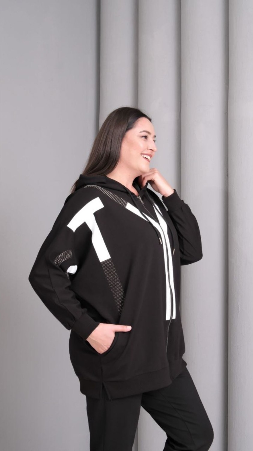 Esina Kadın Iki Iplik Sweatshirt Önü Fermuarlı görsel 2