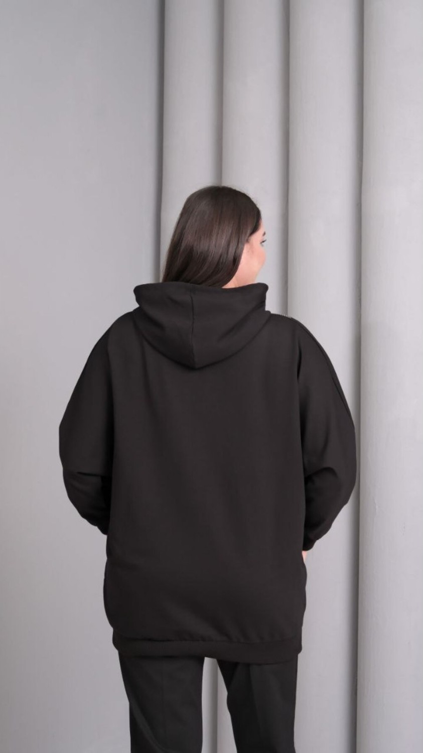 Esina Kadın Iki Iplik Sweatshirt Önü Fermuarlı görsel 4