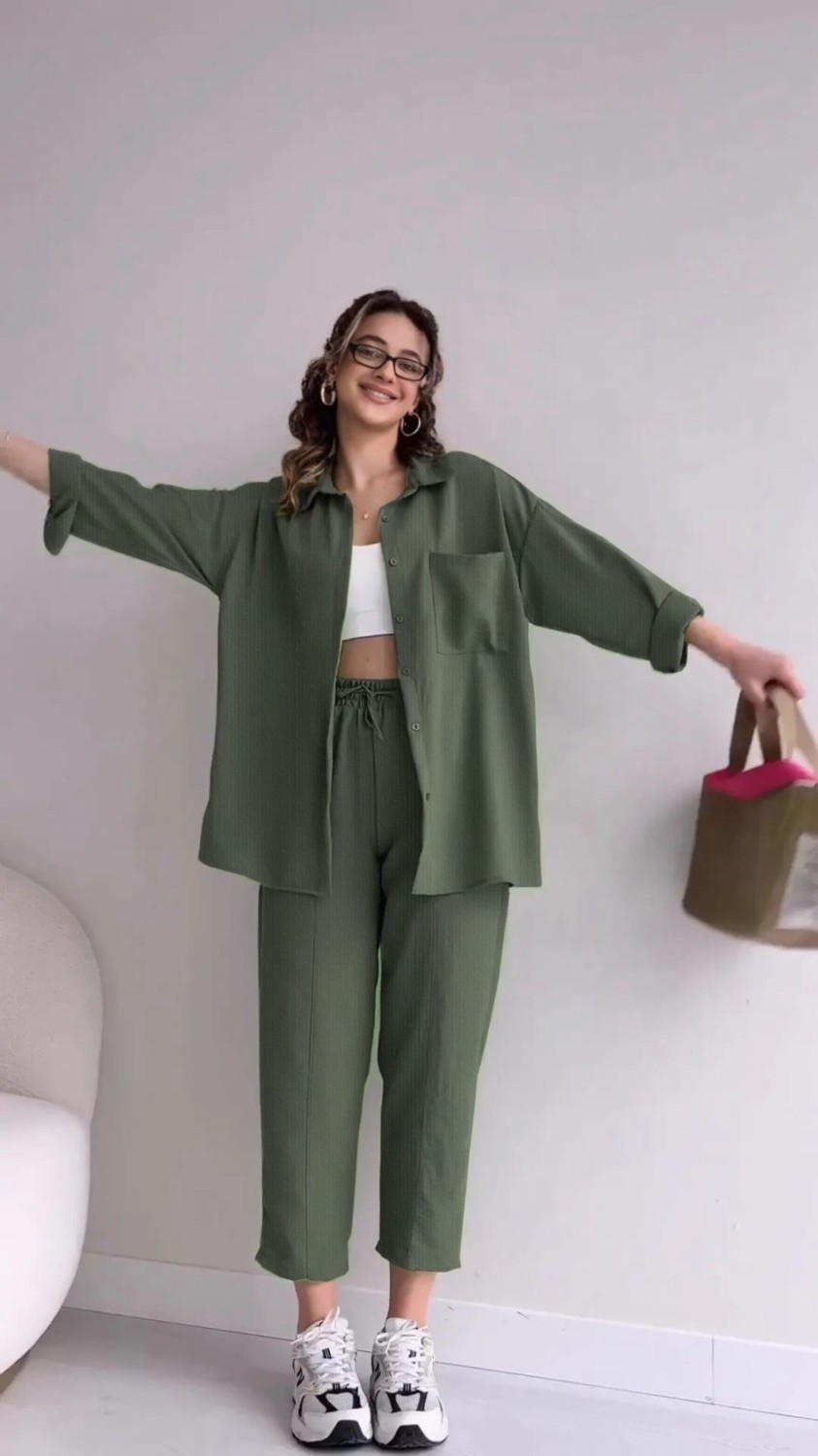 1Tarz Keten Günlük İkili Takım Elbise Pantolon Gömlek görsel 6