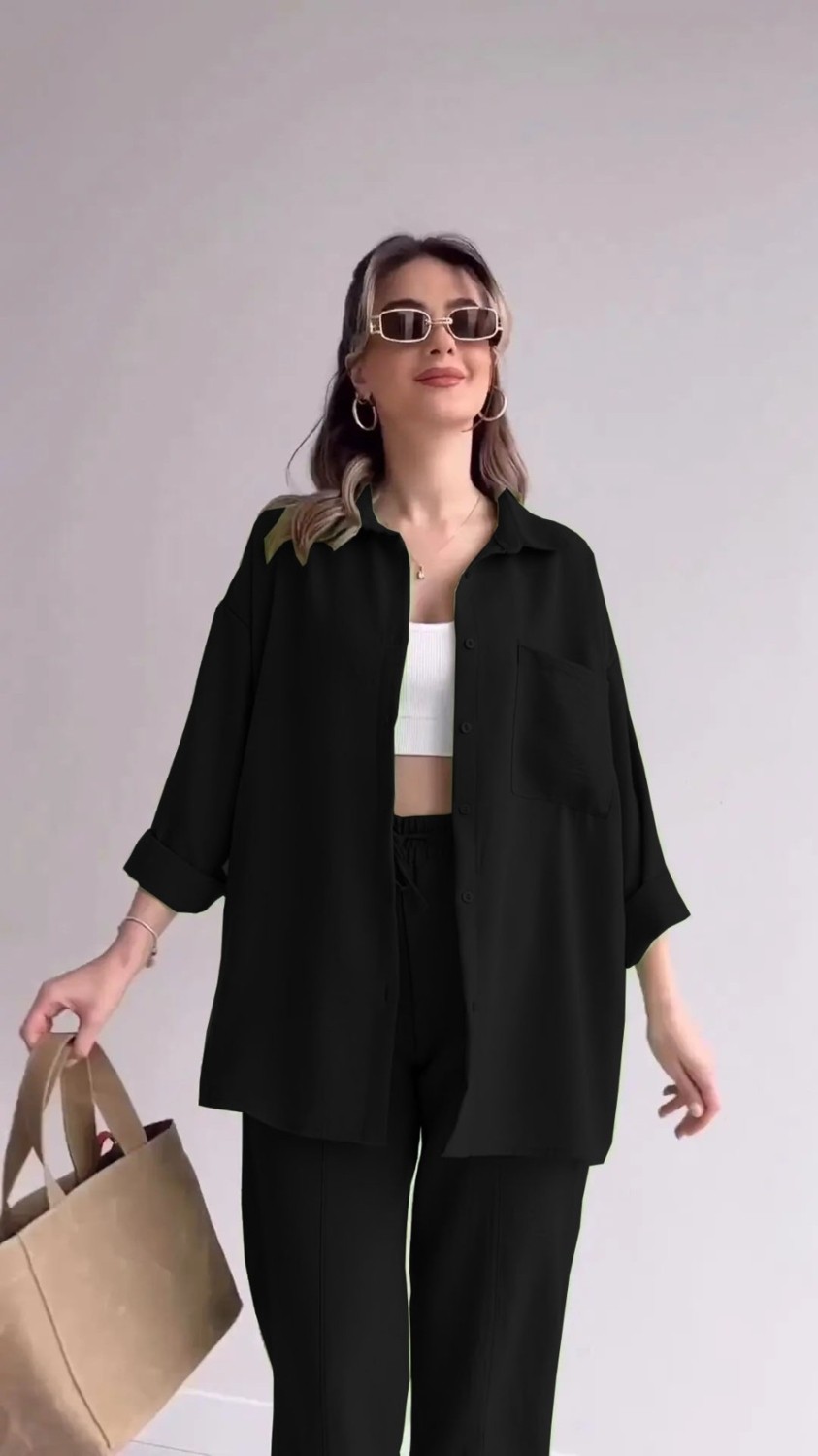 Barbora Keten Günlük İkili Takım Elbise Pantolon Gömlek görsel 4