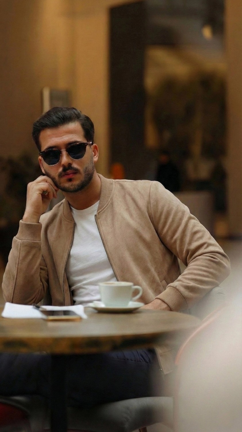 Marsilyan - Erkek Scuba Süet Kumaş Bomber Hırka