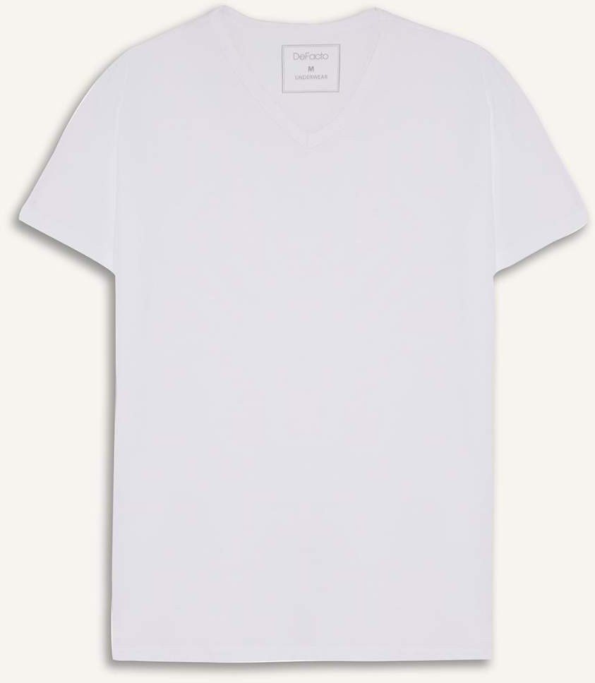 DeFacto Slim Fit V Yaka Tişört L4884AZ25AU görsel 7