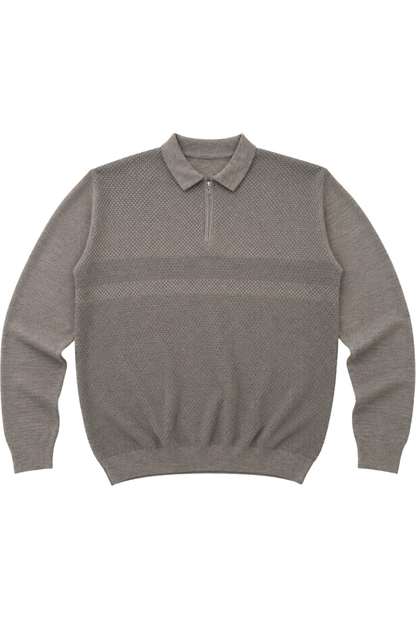 Battal Moda Erkek Büyük Beden Bordo Atlas Polo Yaka Fermuarlı Triko Kazak 5xl-6xl-7xl-8xl görsel 4