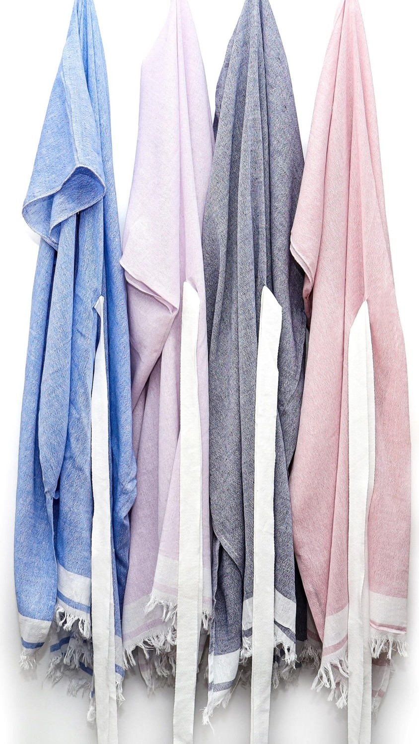 Missi Beyaz Kuşaklı Pembe Pamuk Peştemal Kimono görsel 2