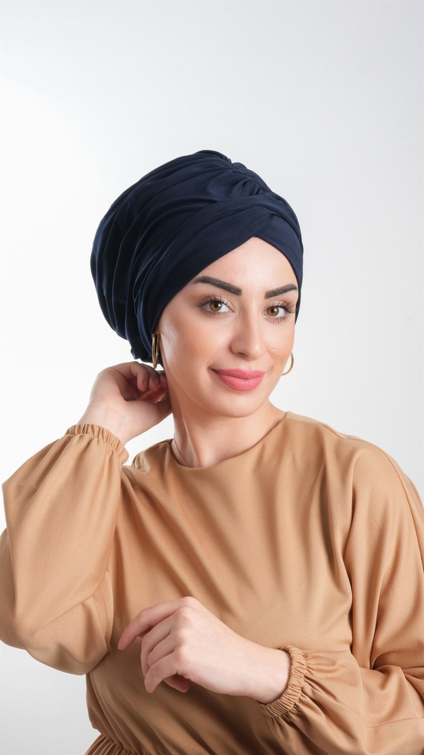 Hürrem Bone Kahverengi Pratik Hazır Geçmeli Tesettür Bone Sandy Kumaş Büzgülü 2114_14 görsel 5