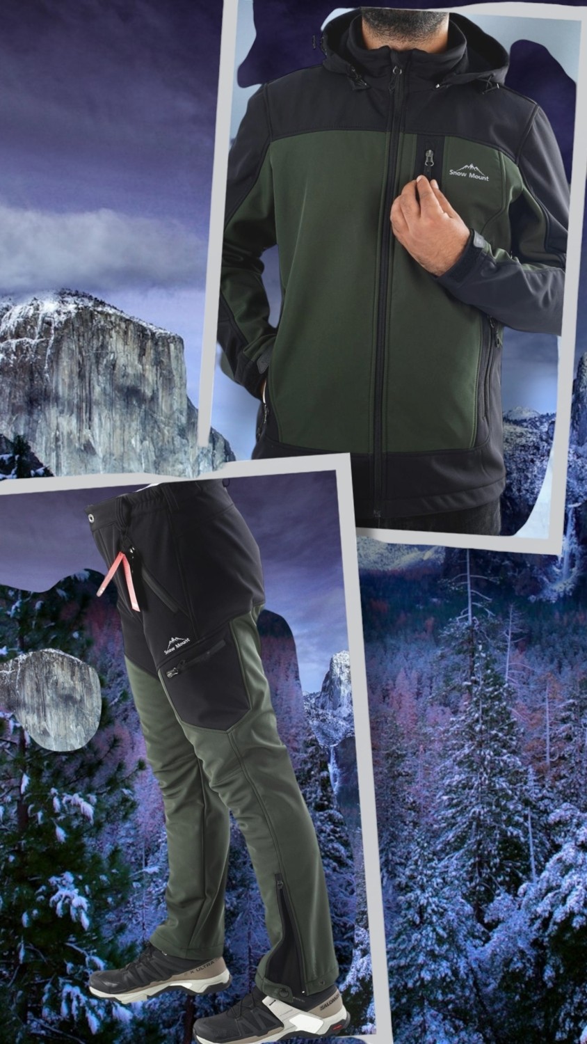 Snowmount Siyah Haki Trail Softshell Su İtici Rüzgar Geçirmez Mont Ceket görsel 8