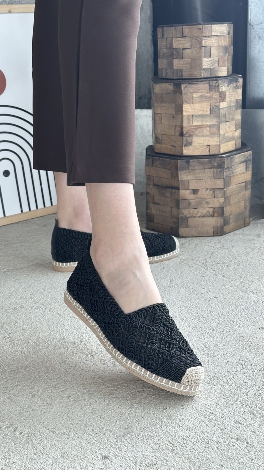 Letafia Mayfair Siyah Dantel Detaylı Espadril