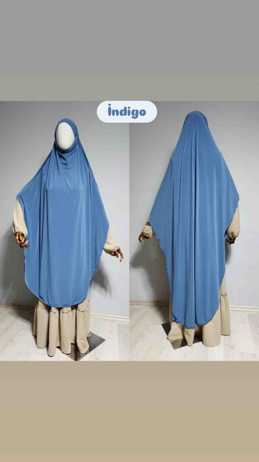 Ahrar Tesettür Tam Boy Sandy Sufle Khimar Hijab Eşarp Indigo görsel 5
