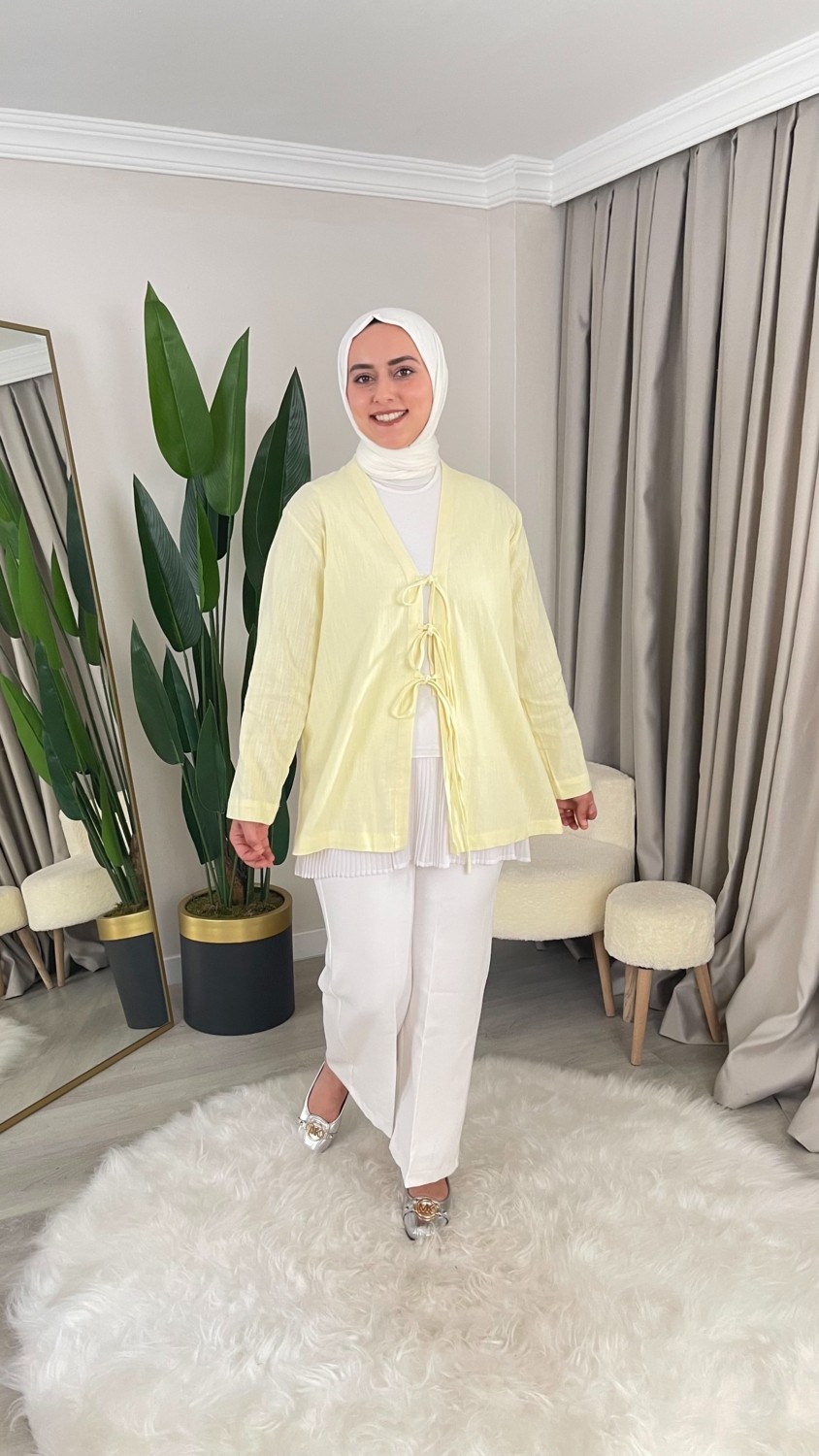 Demets Collection Ayda Ip Bağlama Detaylı Tensel Kumaş Kimono Gömlek görsel 4