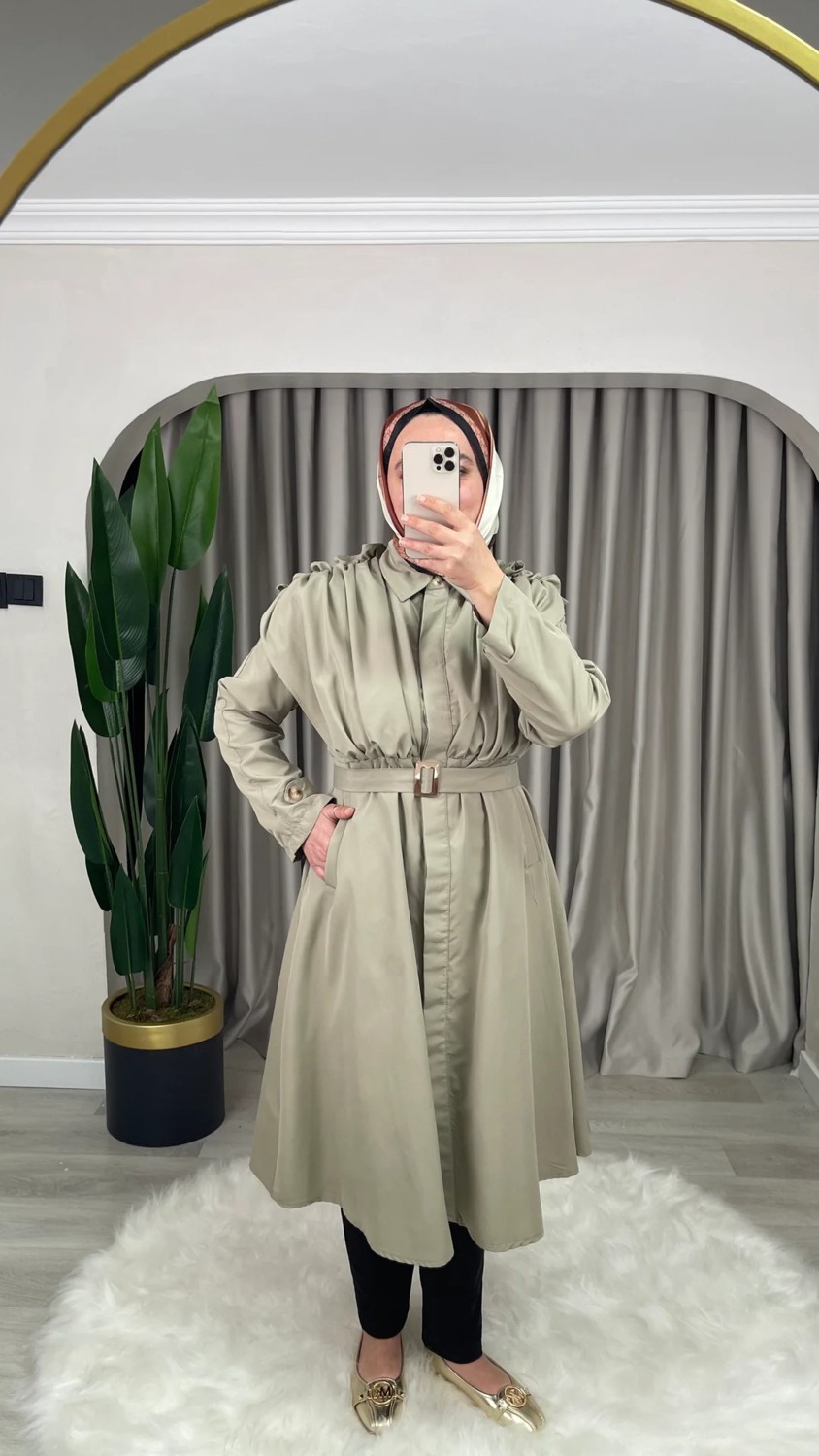 Demets Collection Yağmur Fırfırlı Özel Tasarım Trenç görsel 5