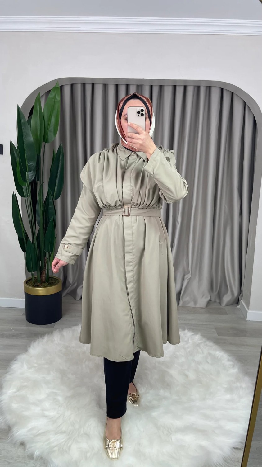 Demets Collection Yağmur Fırfırlı Özel Tasarım Trenç görsel 7