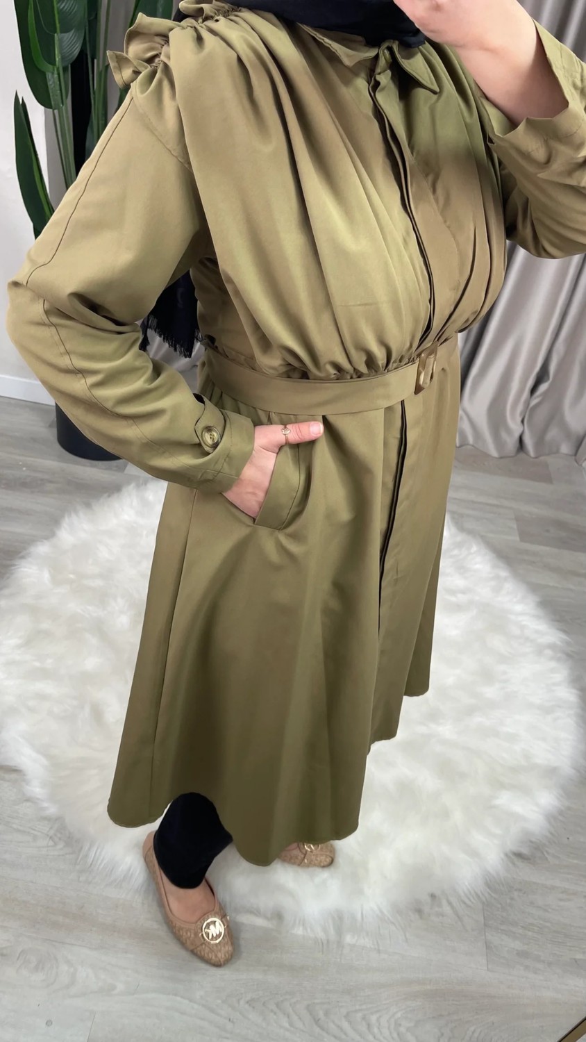 Demets Collection Yağmur Fırfırlı Özel Tasarım Trenç görsel 4