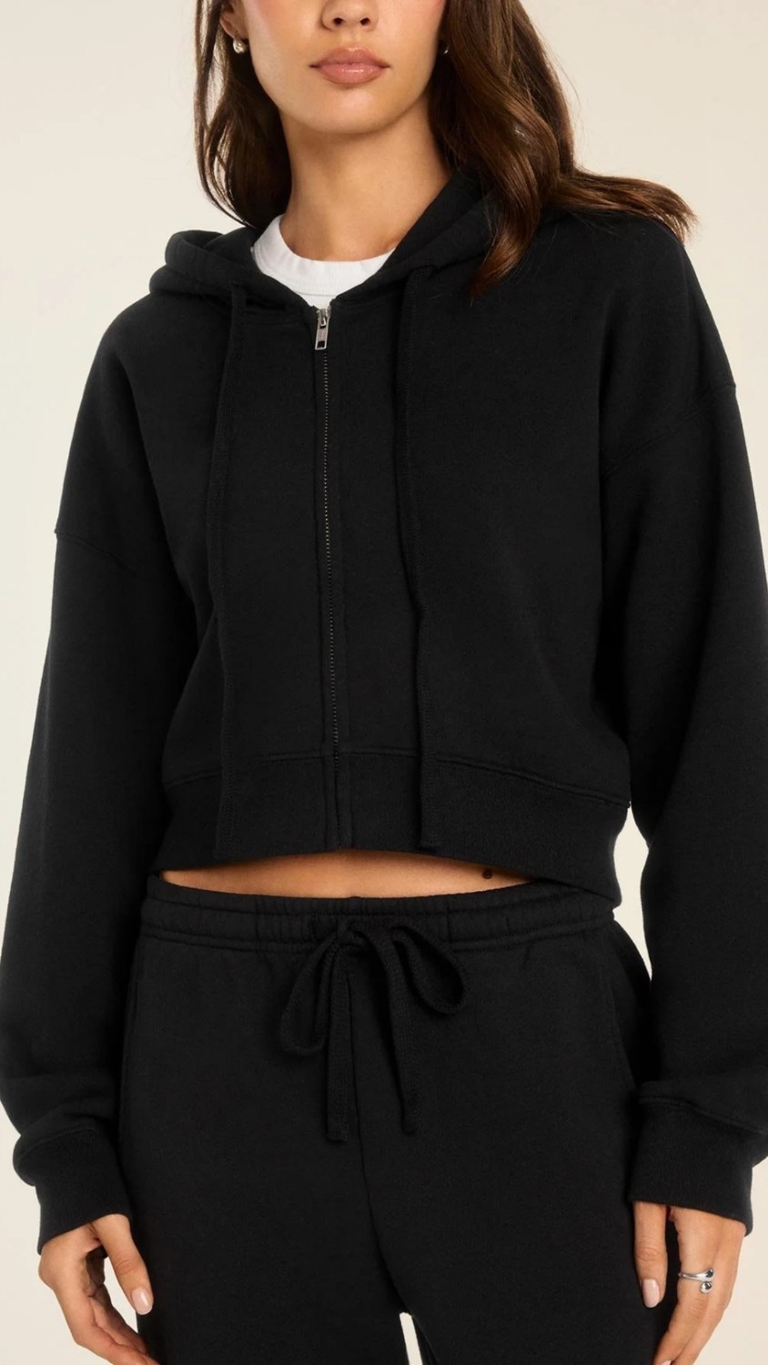 Setoso Kadın Crop Fermuarlı Kapüşonlu Sweatshirt görsel 6