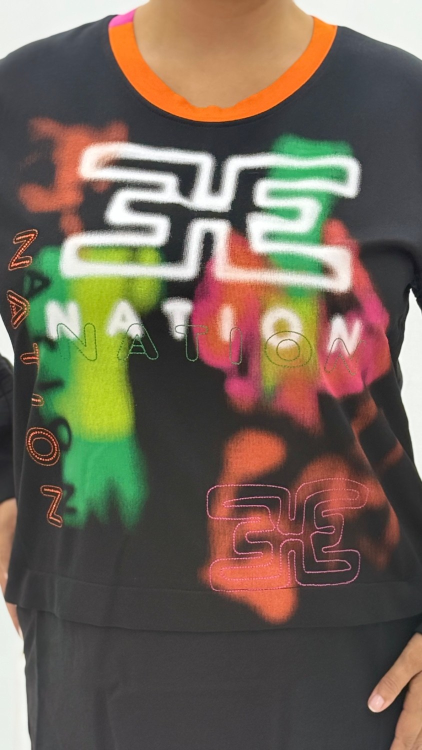 AlanyaXXL Büyük Beden Grafikli Viskon Uzun Kol Oversize Kadın Sweatshirt görsel 5