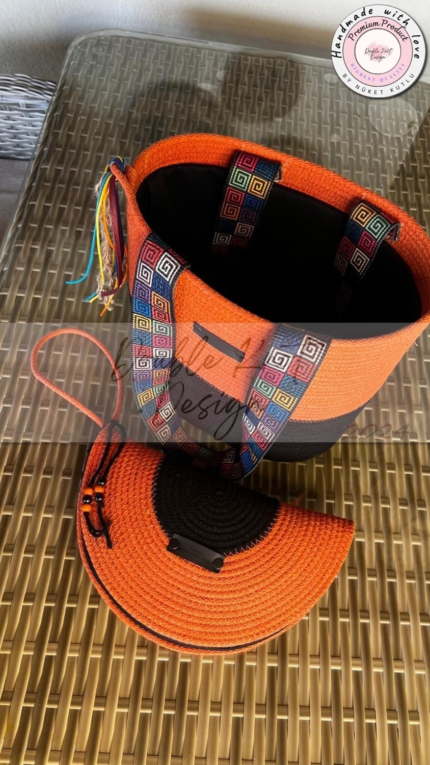 Double Knot Design Gypsy 2li Takım Plaj Çantası , El Çantası Clutch, Totebag, Kadın, Yazlık Çanta