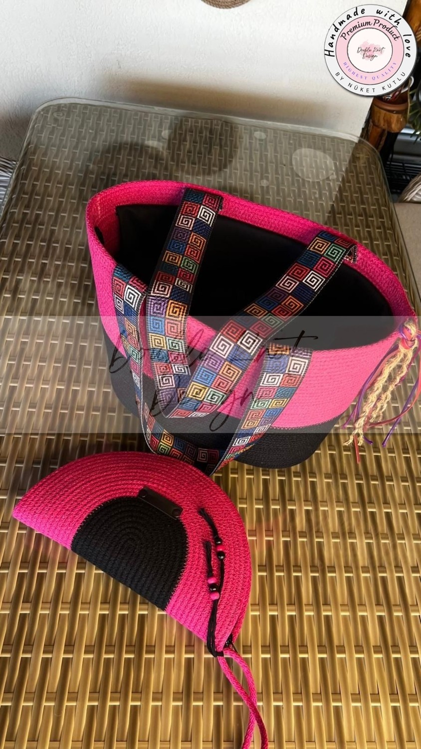 Double Knot Design Gypsy 2li Takım Plaj Çantası , El Çantası Clutch, Totebag, Kadın, Yazlık Çanta görsel 8