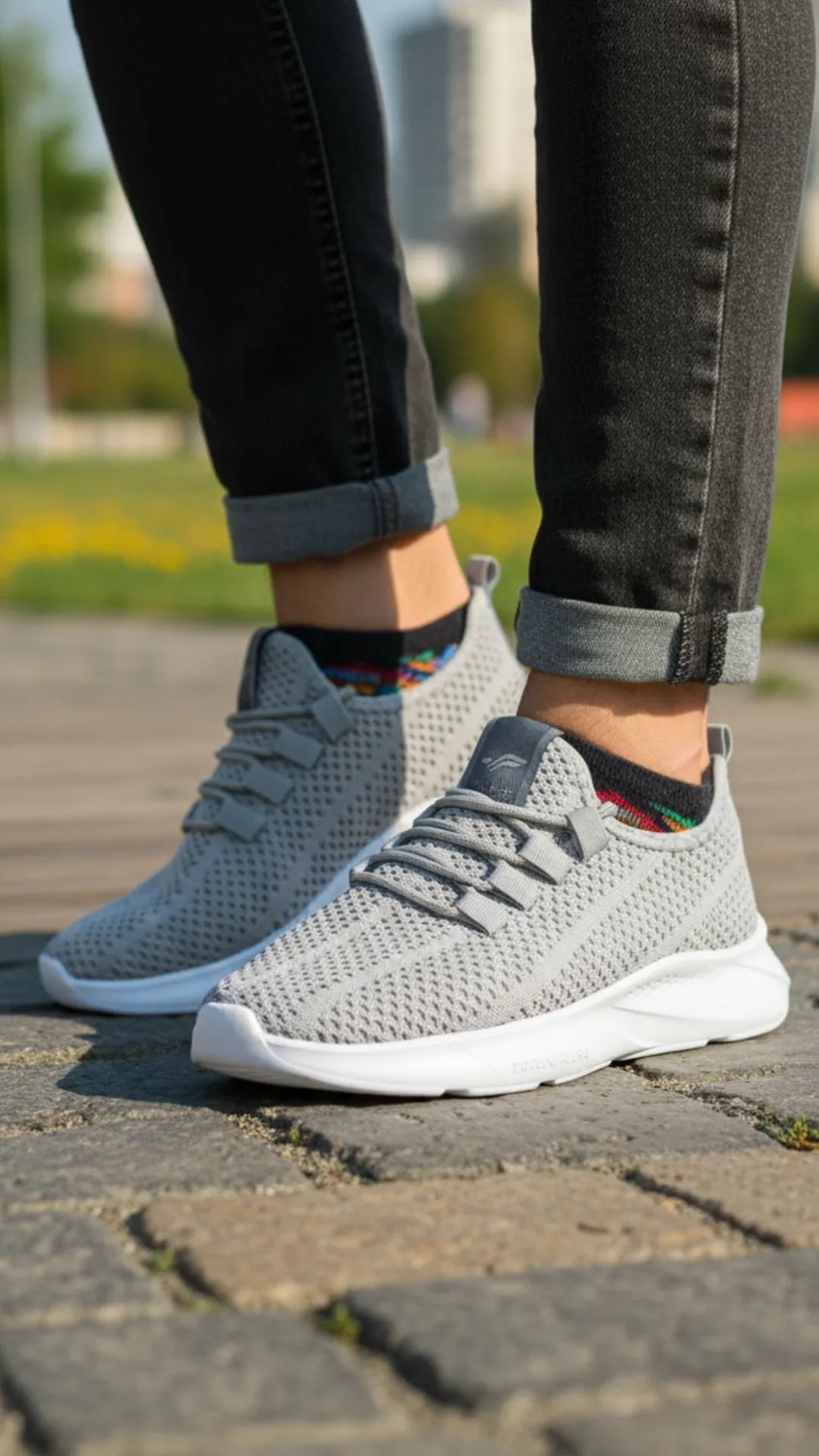Fore Sport Erkek Fileli Triko Spor Ayakkabı Hafif Nefes Alabilen Bağcıklı Günlük Sneaker 23-313