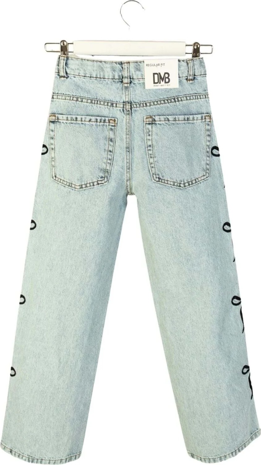 Waka Waka Kids Store Kurdele Detaylı Açık Mavi Kız Çocuk Kot Pantolon görsel 2