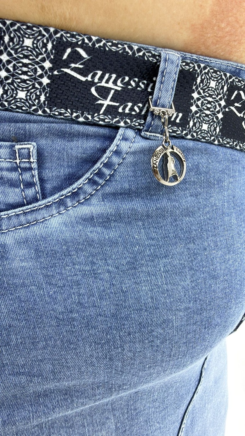 Zanessi Büyük Beden Denim Kemerli Yırtmaçlı Kalem Etek görsel 4