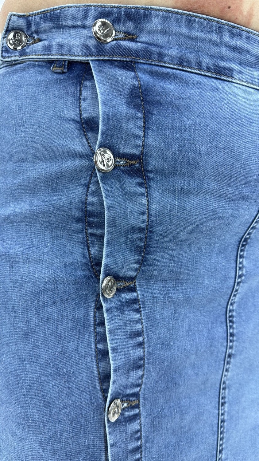 Zanessi Büyük Beden Denim Düğmeli Kalem Etek görsel 4