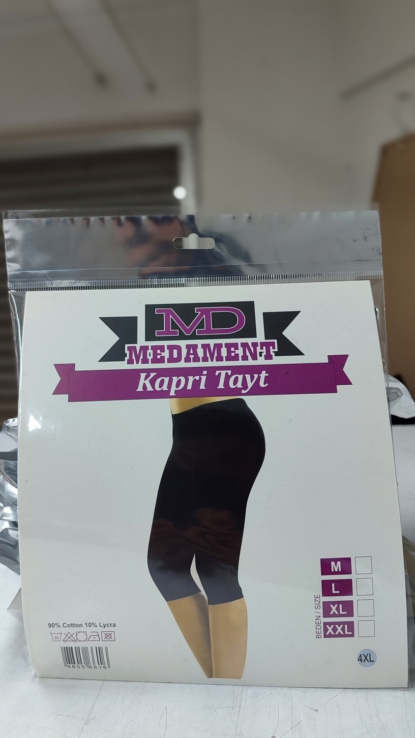 Medament Büyük Beden Ağlı Kapri Penye Tayt(Extra Büyük Beden) Rahat Kalıp, Yüksek Bel. görsel 8