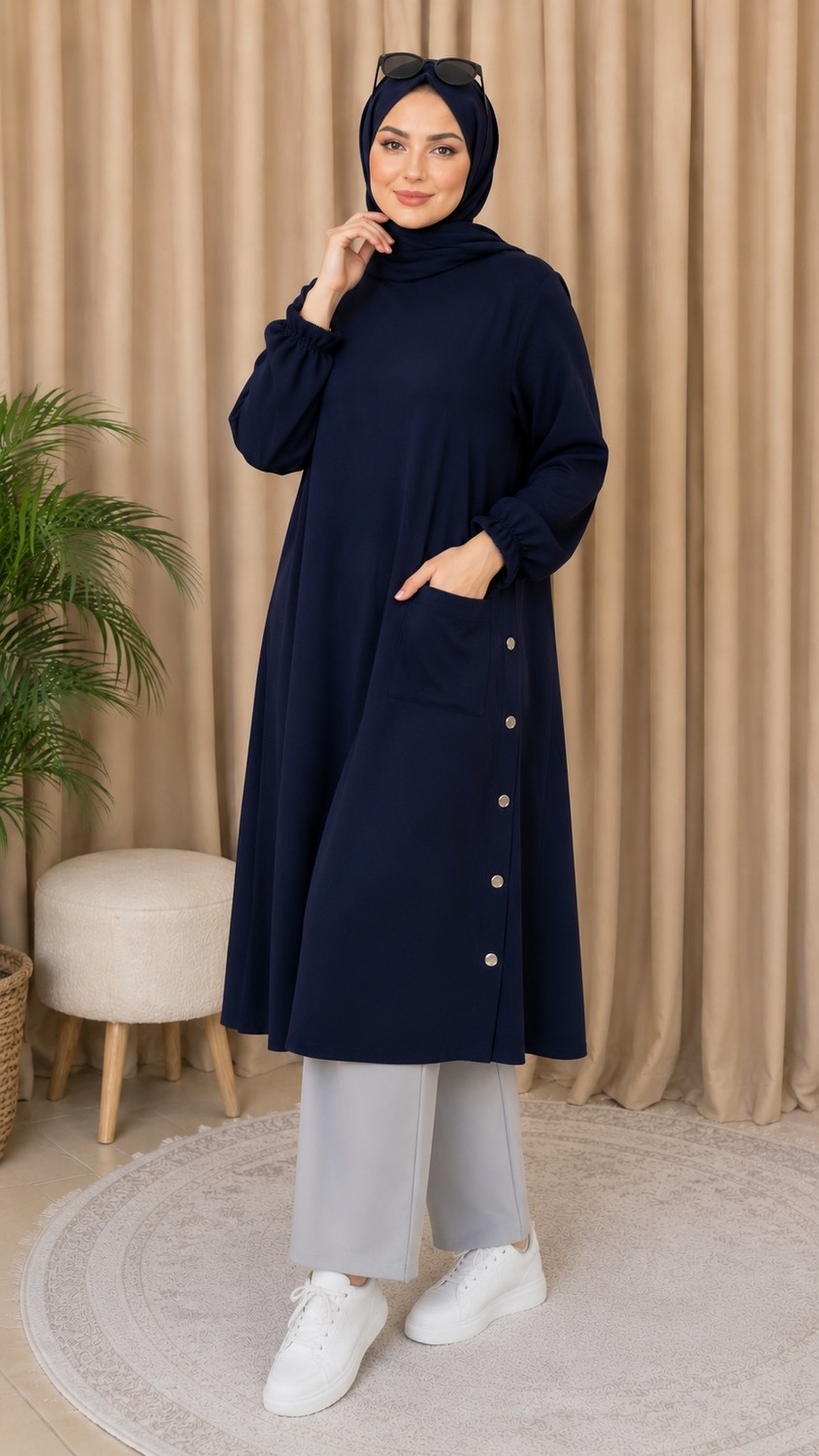 Leyo Tekstil Uzun Cepli Yazlık Tunik 120CM görsel 2