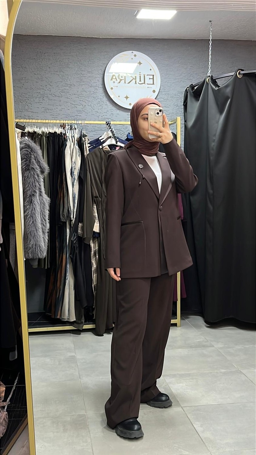 Elikra Bronş Detaylı Ceket Takım görsel 5