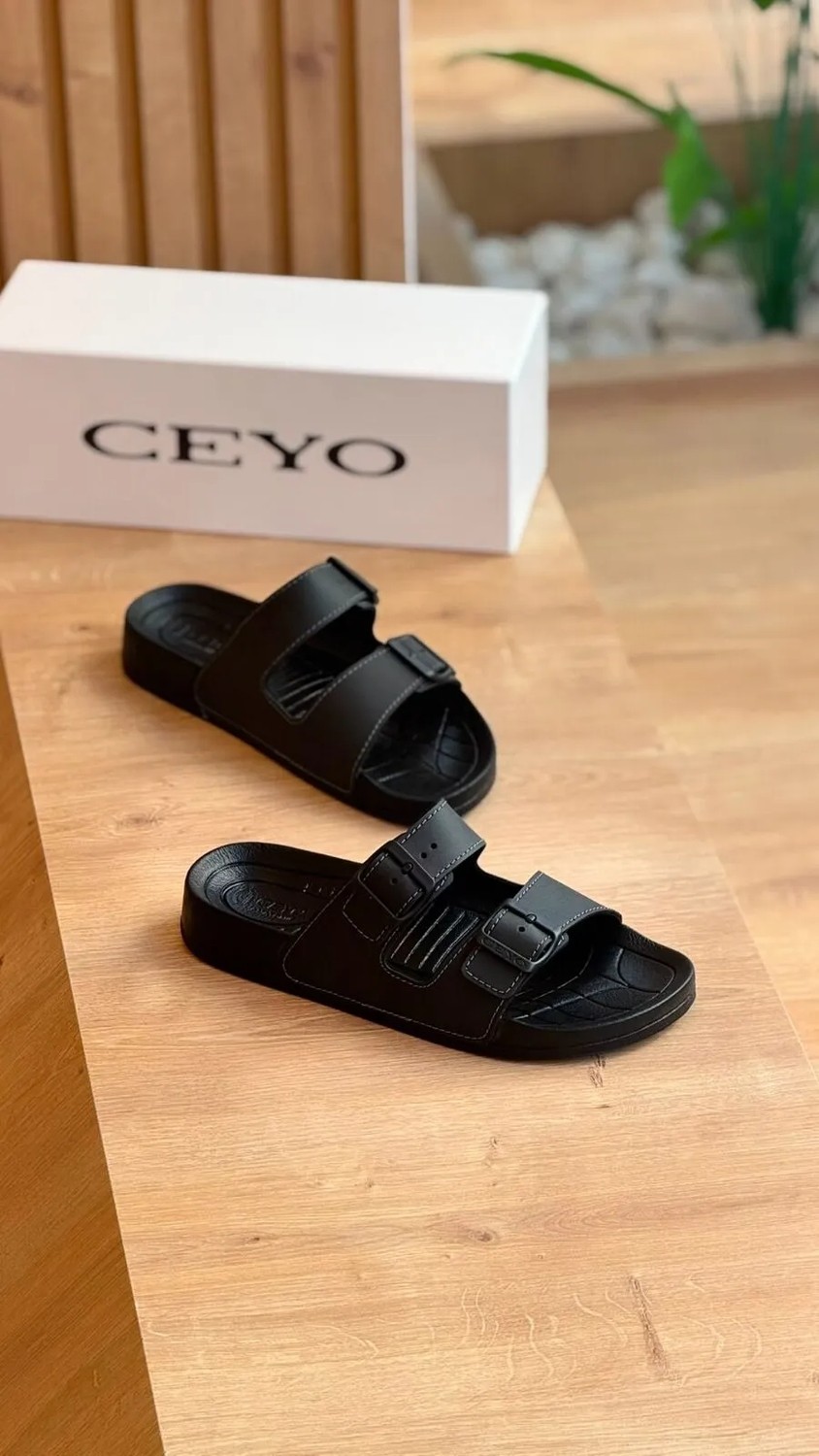 Ceyo Bermuda-M2 Çift Bantlı Tokalı Erkek Terlik