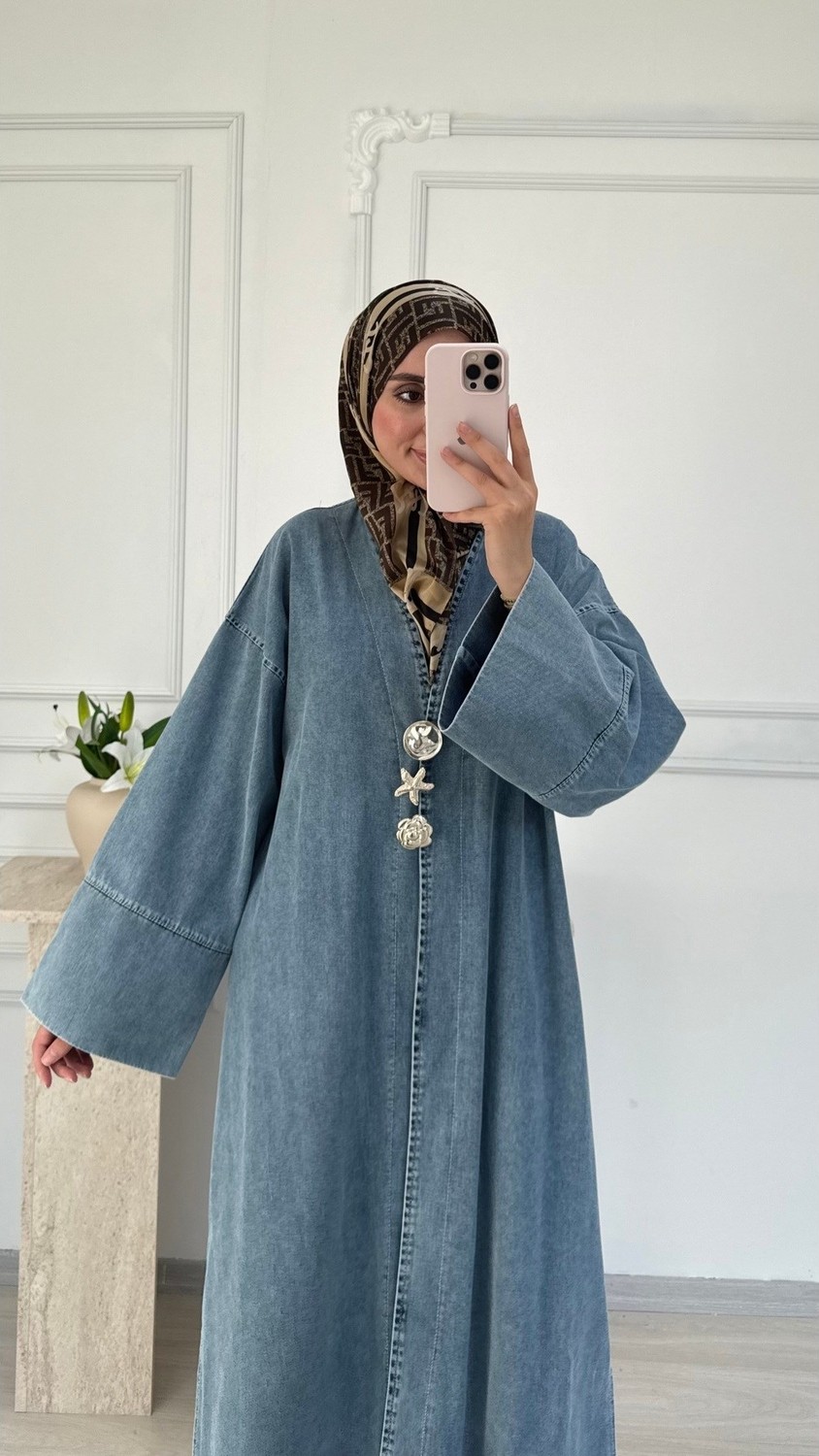 Salisburys Molly Nelly Kadın Yıldız Düğmeli Uzun Kot Tunik Kap
