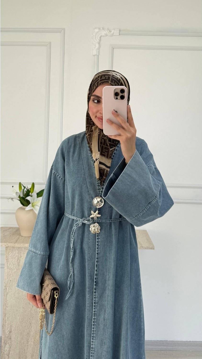 Salisburys Molly Nelly Kadın Yıldız Düğmeli Uzun Kot Tunik Kap görsel 4