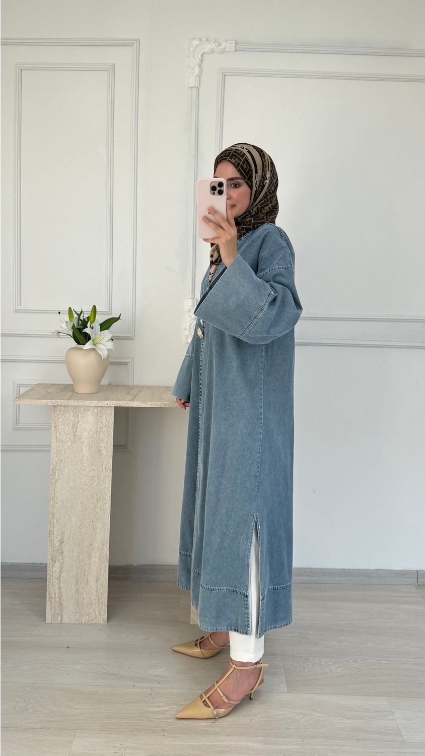 Salisburys Molly Nelly Kadın Yıldız Düğmeli Uzun Kot Tunik Kap görsel 6