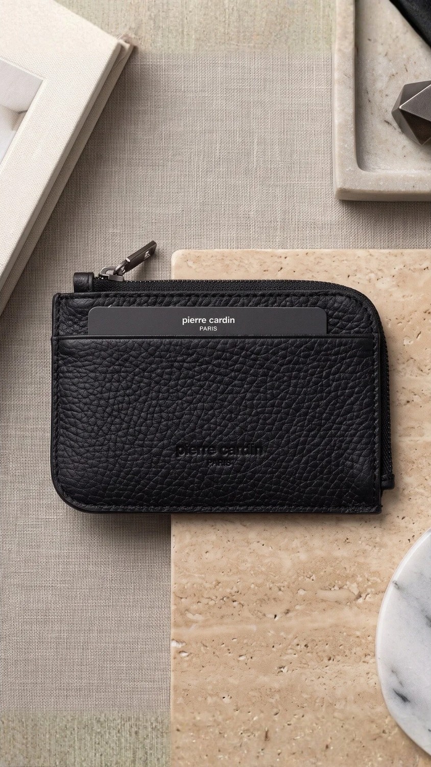 Pierre Cardin Erkek Kartlık - Fermuarlı Iç Hazneli - %100 Hakiki Deri Erkek Şık Kartlık Aksesuar Floater Deri