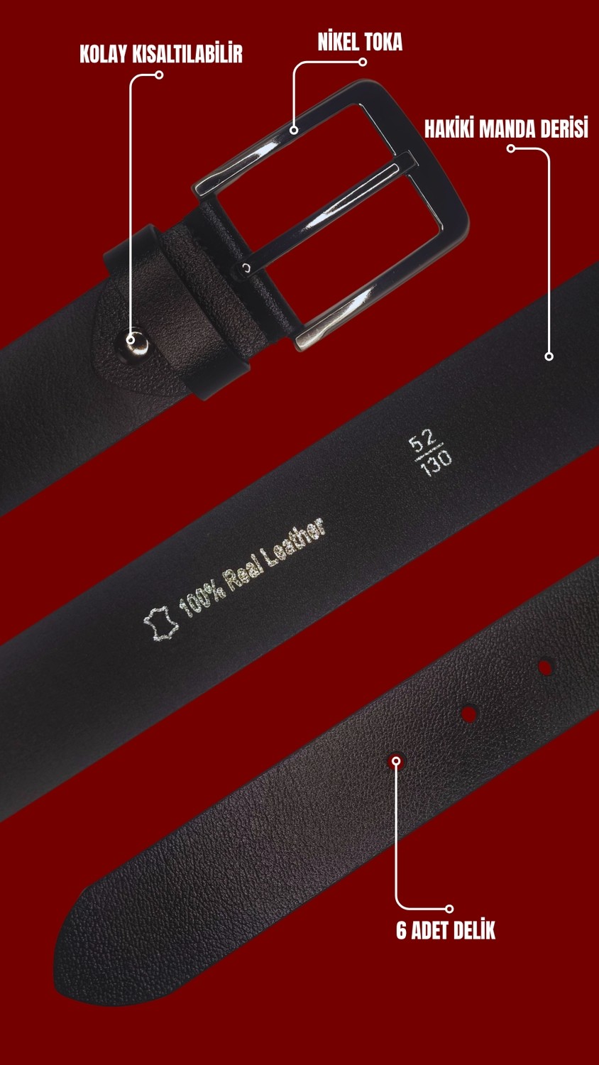 Genuıne Leather Eds Company Genuine Leather Company Eds Hakiki Deri Spor Erkek Kemer görsel 8