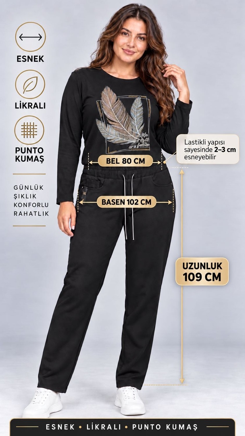 Ferz Büyük Beden Kadın Pantolon görsel 2