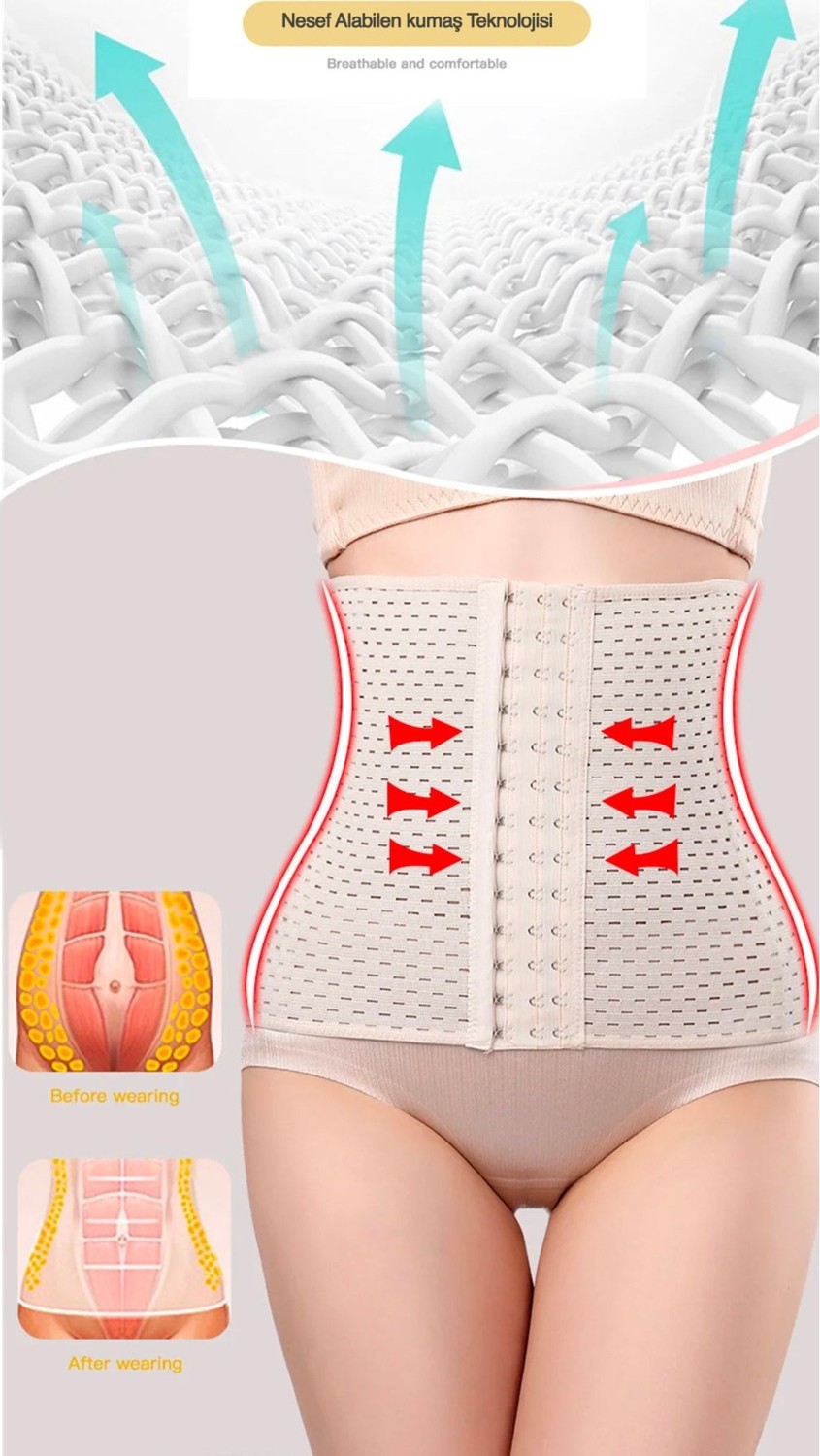 TECHNO 8Q Balenli Konforlu Toparlayıcı Destekleyici Doğum Sonrası Pregnant Hava Alabilen Lohusa Bel Korse görsel 7