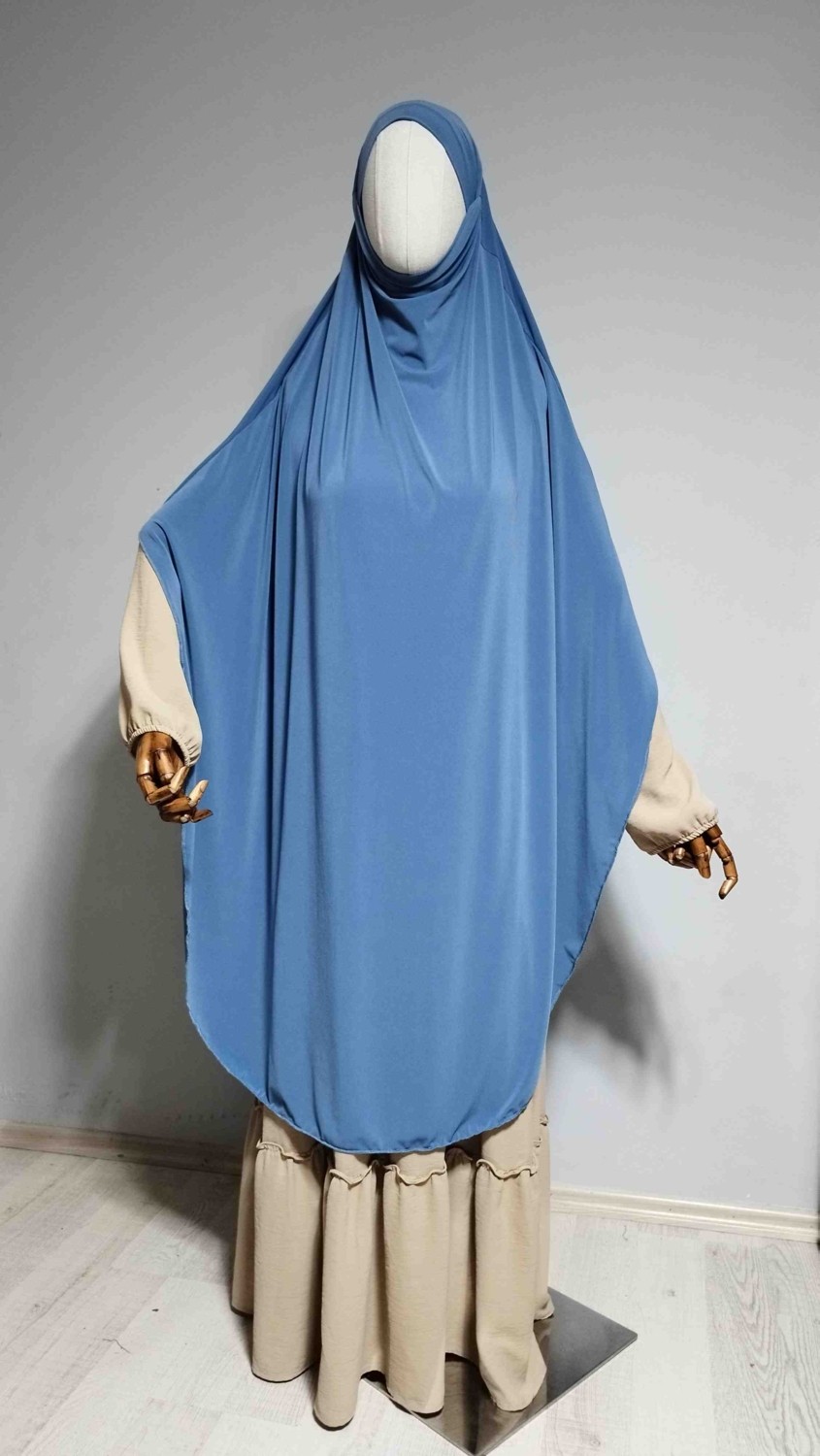 Ahrar Tesettür Tam Boy Sandy Sufle Khimar Hijab Eşarp Indigo görsel 6
