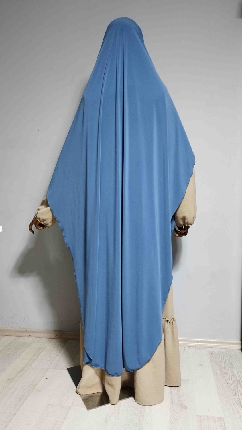Ahrar Tesettür Tam Boy Sandy Sufle Khimar Hijab Eşarp Indigo görsel 7